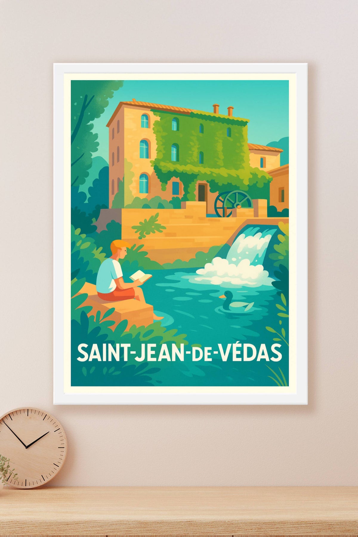 Affiche Saint-Jean-de-Védas — Havre de paix au bord de l'eau · poster d'art de Saint-Jean-de-Védas