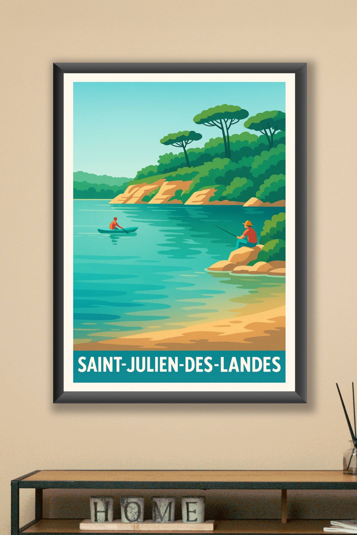 Affiche Saint-Julien-des-Landes — Évasion nature et détente au bord de l'eau · poster d'art de Saint-Julien-des-Landes