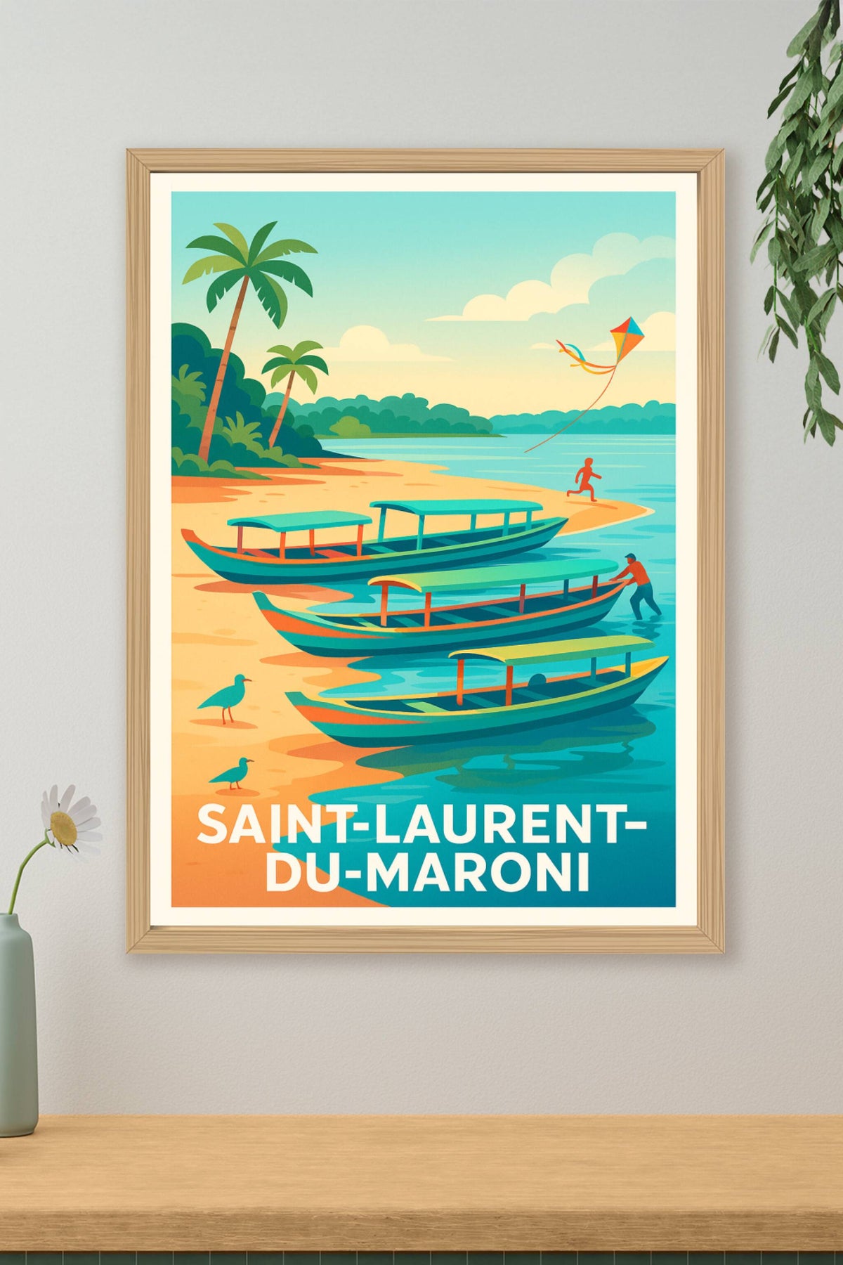 Affiche Saint-Laurent-du-Maroni — Évasion tropicale au fil de l'eau · poster d'art de Saint-Laurent-du-Maroni