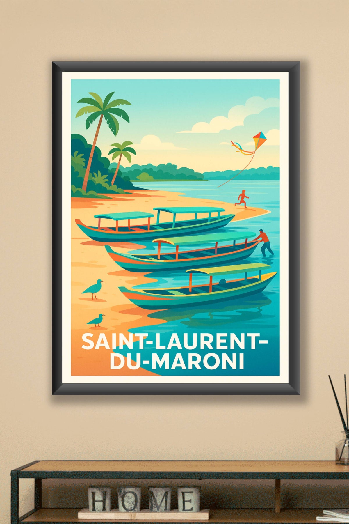Affiche Saint-Laurent-du-Maroni — Évasion tropicale au fil de l'eau · poster d'art de Saint-Laurent-du-Maroni