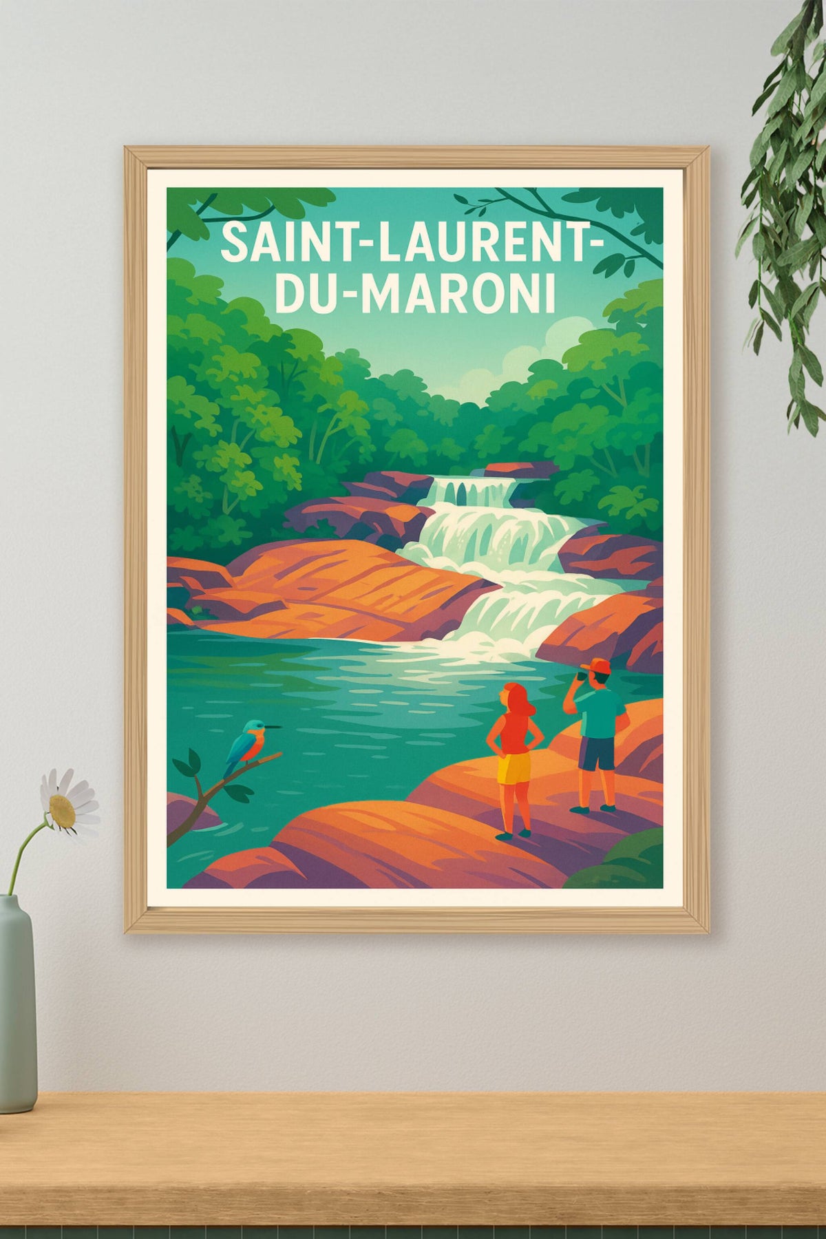 Affiche Saint-Laurent-du-Maroni — Évasion nature et cascades apaisantes · poster d'art de Saint-Laurent-du-Maroni