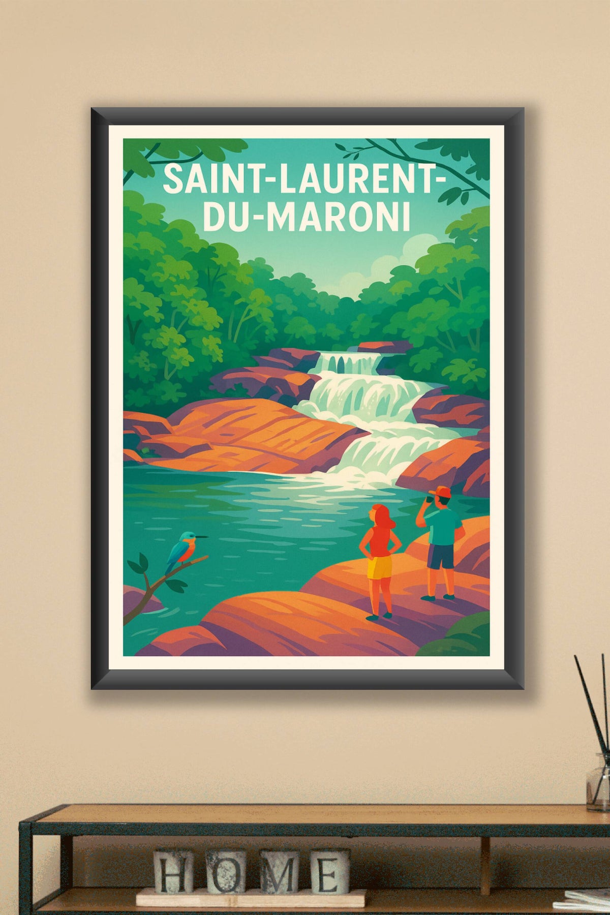 Affiche Saint-Laurent-du-Maroni — Évasion nature et cascades apaisantes · poster d'art de Saint-Laurent-du-Maroni