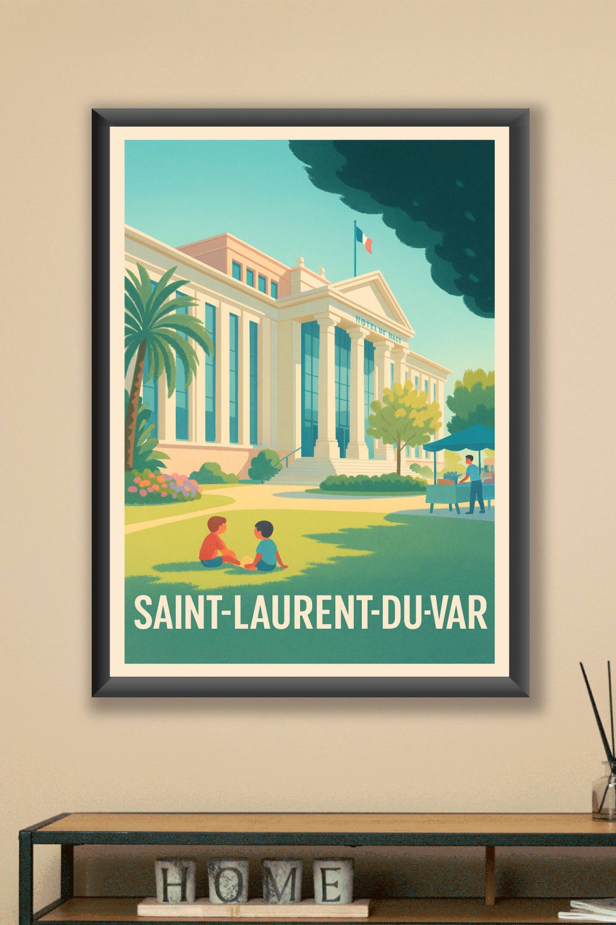 Affiche Saint-Laurent-du-Var — Charme et douceur sur la Côte d'Azur · poster d'art de Saint-Laurent-du-Var