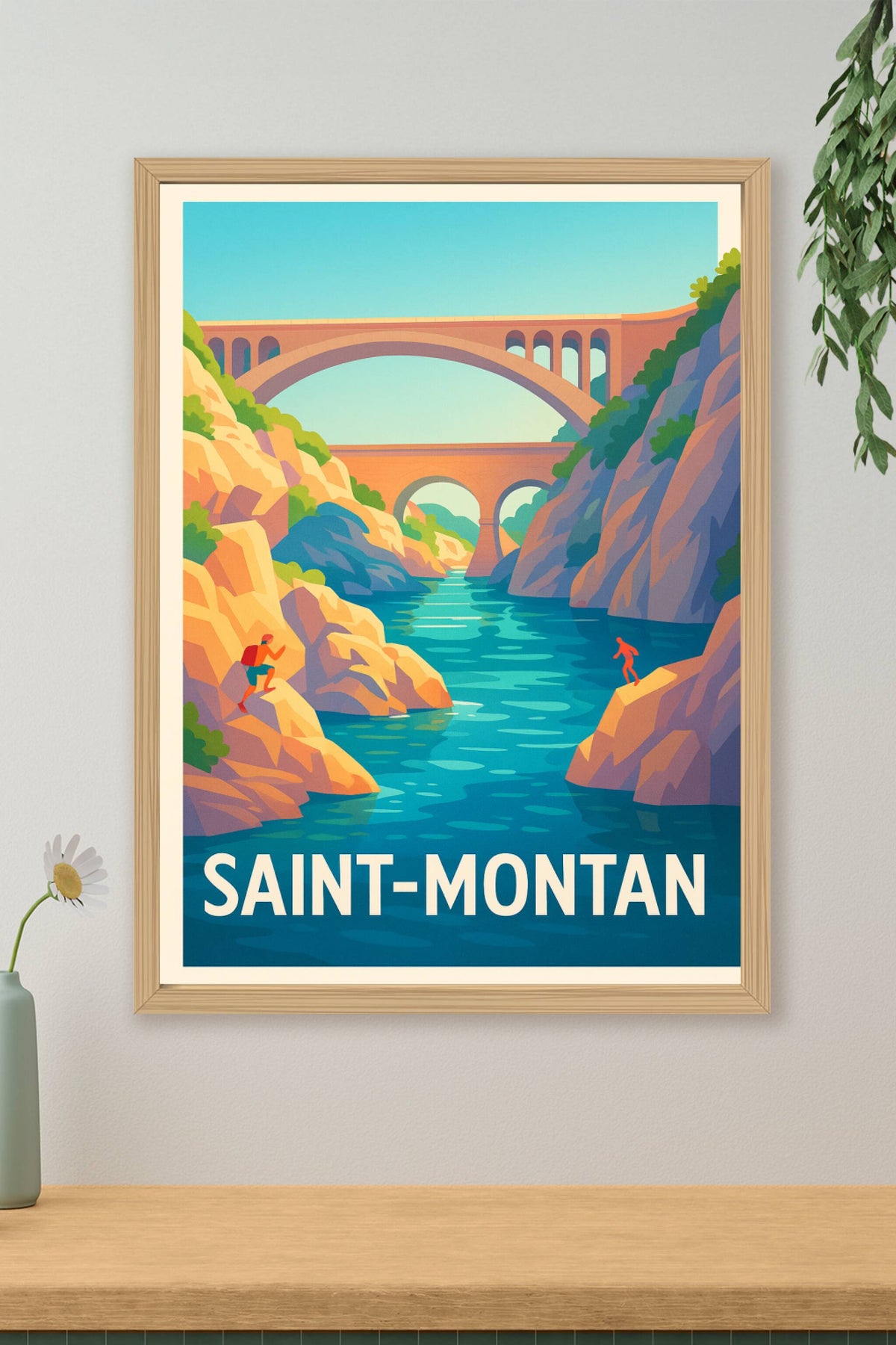 Affiche Saint-Montan — Aventure et sérénité en bord de rivière · poster d'art de Saint-Montan