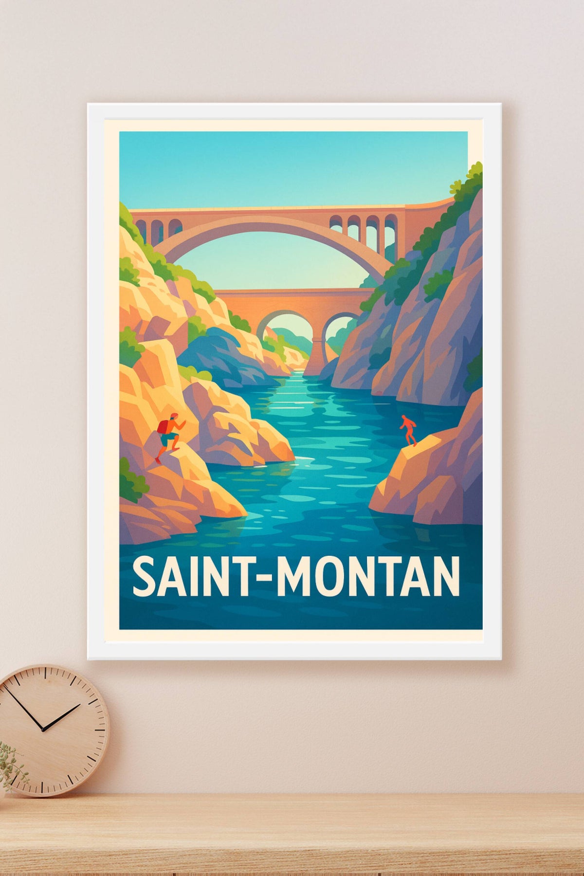 Affiche Saint-Montan — Aventure et sérénité en bord de rivière · poster d'art de Saint-Montan