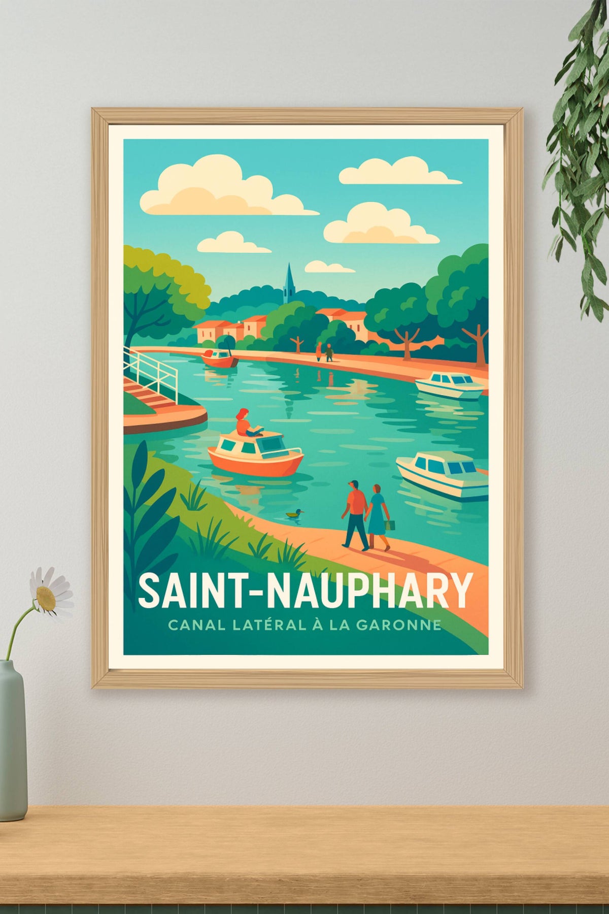 Affiche Saint-Nauphary — Promenade au fil du Canal Latéral à la Garonne · poster d'art de Saint-Nauphary