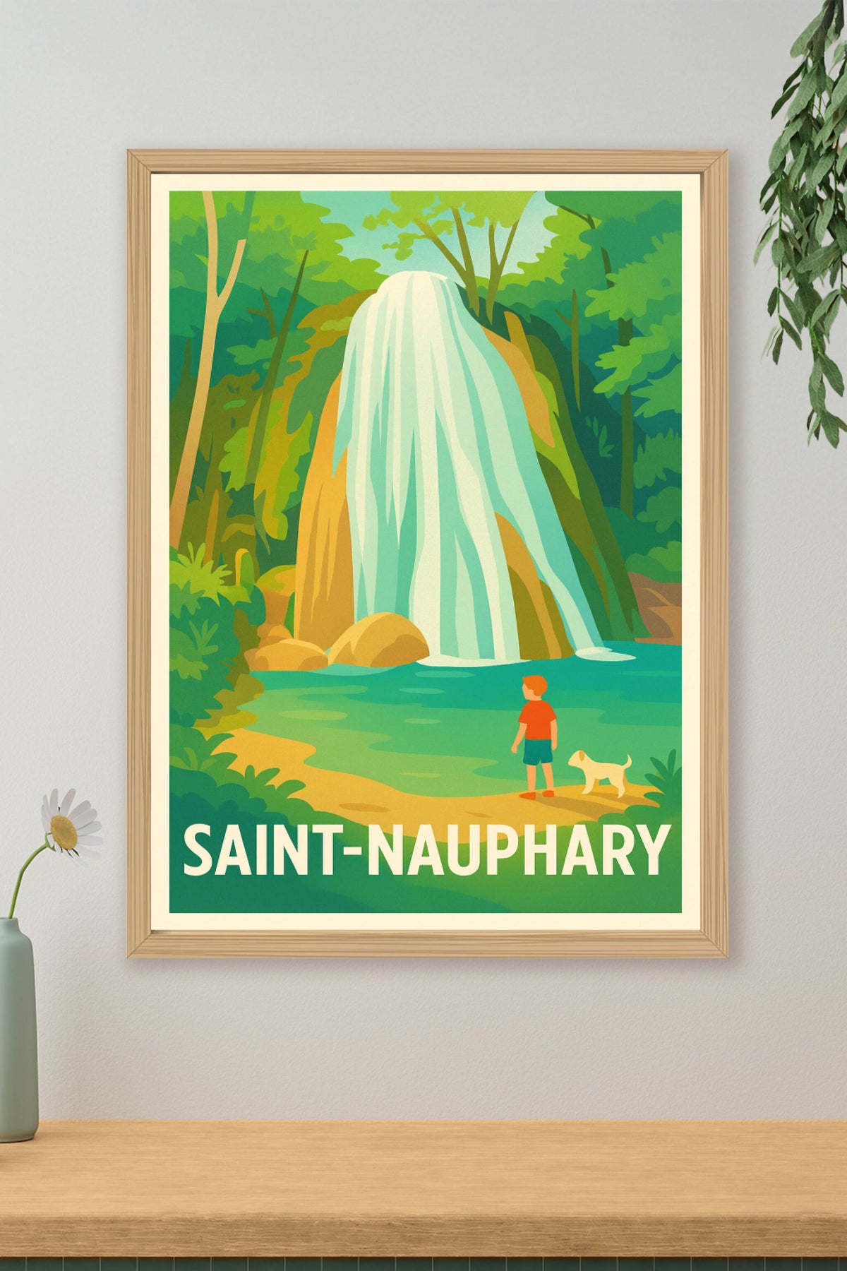 Affiche Saint-Nauphary — Escapade nature au bord de la cascade · poster d'art de Saint-Nauphary