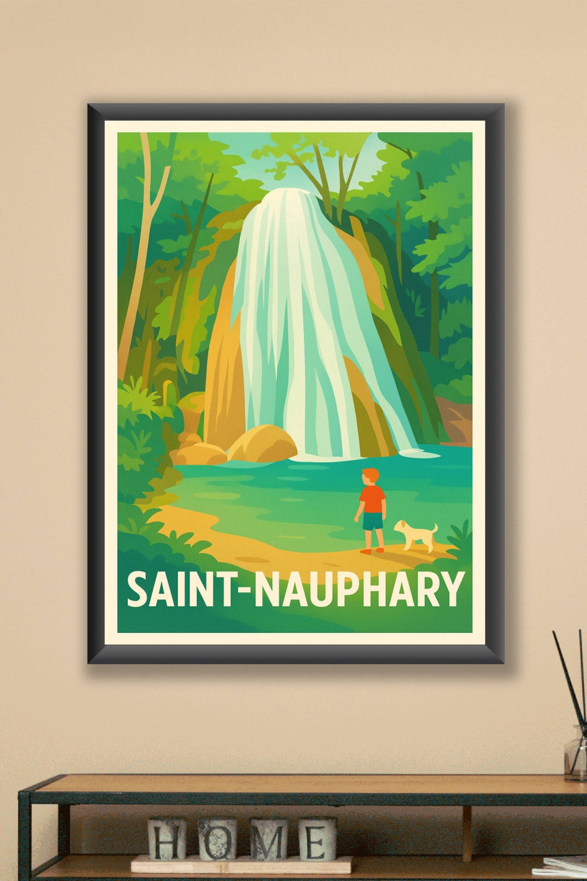 Affiche Saint-Nauphary — Escapade nature au bord de la cascade · poster d'art de Saint-Nauphary