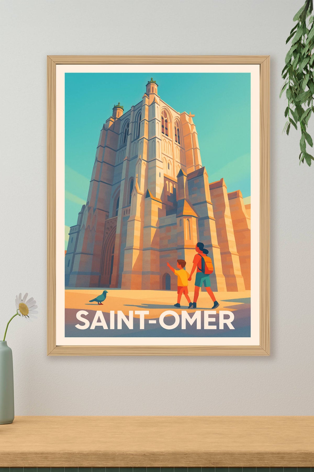 Affiche Saint-Omer — L'émerveillement au pied de la Cathédrale · poster d'art de Saint-Omer