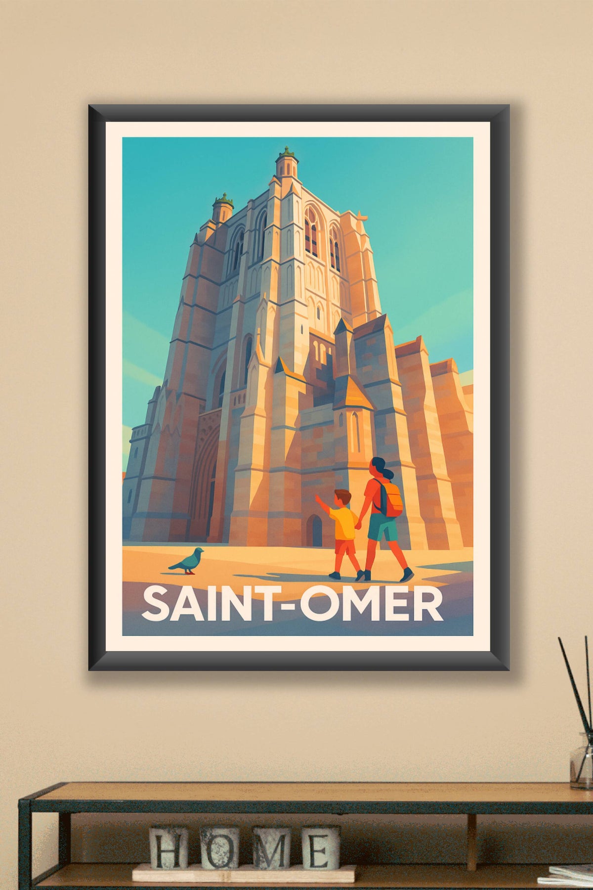 Affiche Saint-Omer — L'émerveillement au pied de la Cathédrale · poster d'art de Saint-Omer