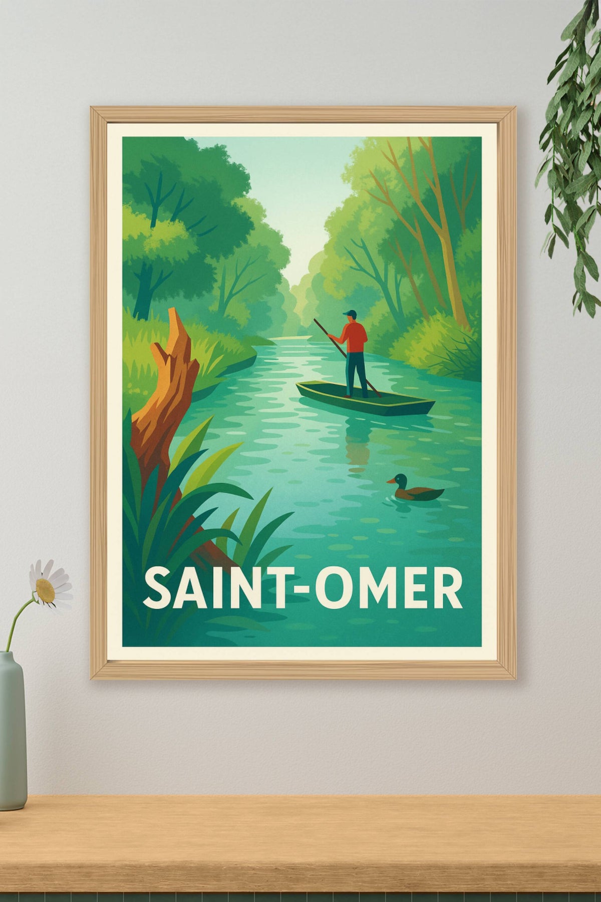 Affiche Saint-Omer — Tranquillité sur la rivière · poster d'art de Saint-Omer