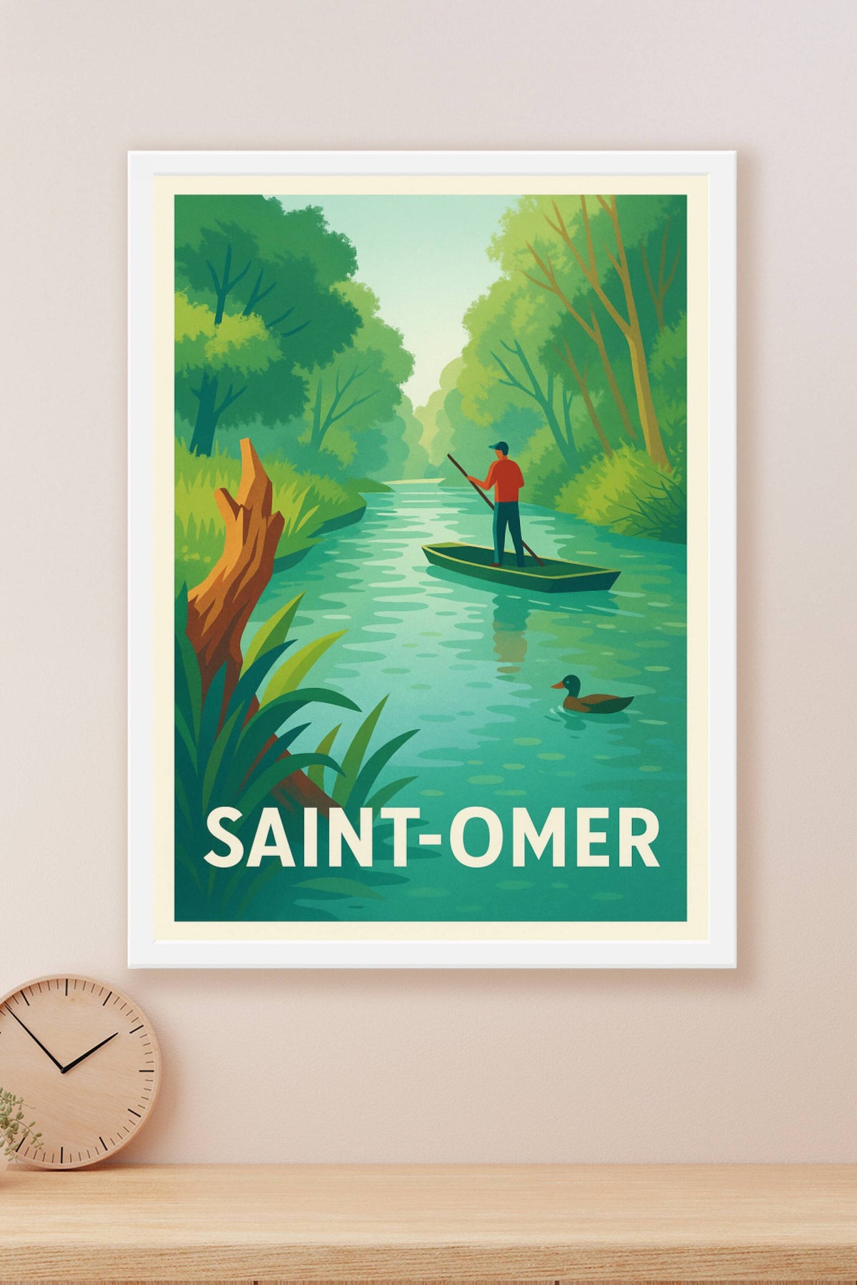 Affiche Saint-Omer — Tranquillité sur la rivière · poster d'art de Saint-Omer