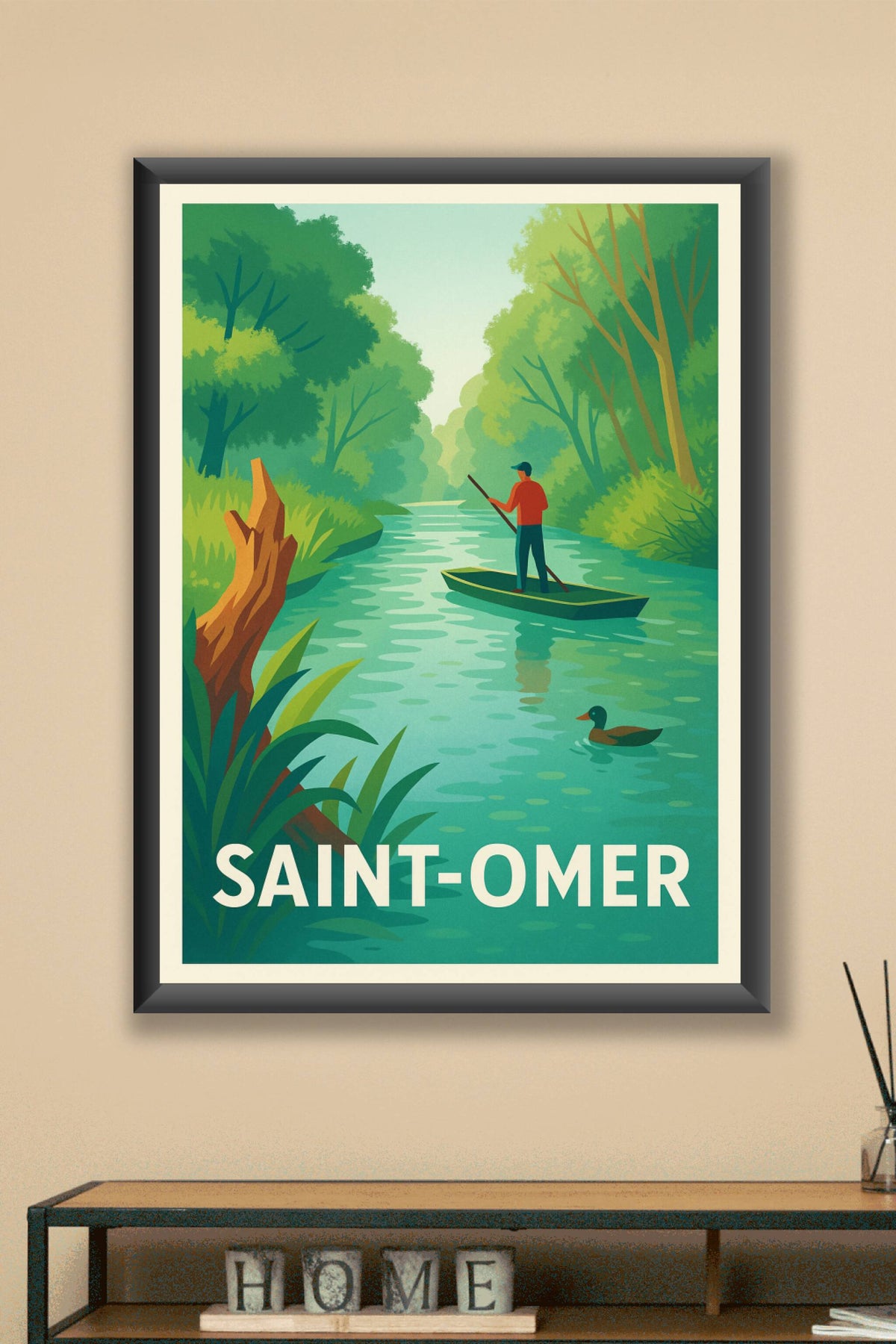 Affiche Saint-Omer — Tranquillité sur la rivière · poster d'art de Saint-Omer