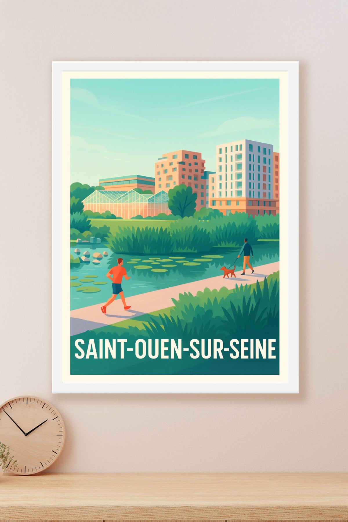 Affiche Saint-Ouen-sur-Seine — Harmonie urbaine et nature en bord de Seine · poster d'art de Saint-Ouen-sur-Seine