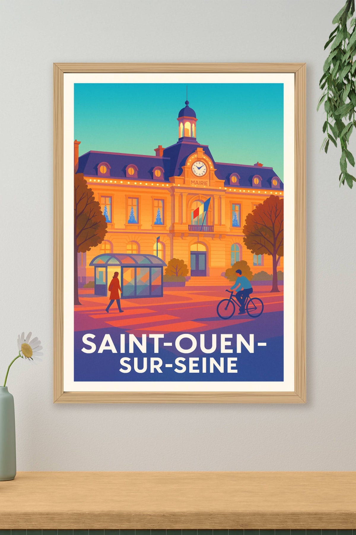 Affiche Saint-Ouen-sur-Seine — Charme et douceur de la ville lumière · poster d'art de Saint-Ouen-sur-Seine
