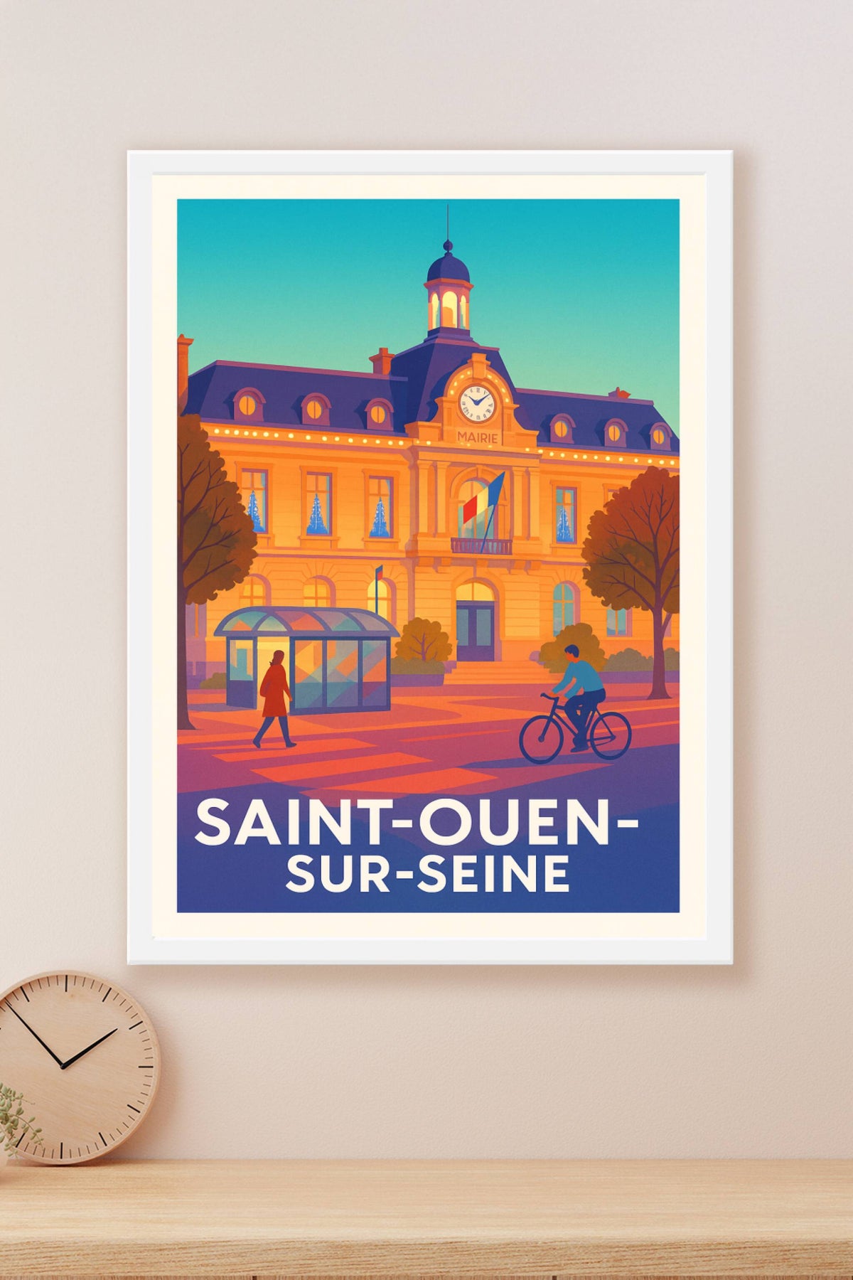 Affiche Saint-Ouen-sur-Seine — Charme et douceur de la ville lumière · poster d'art de Saint-Ouen-sur-Seine
