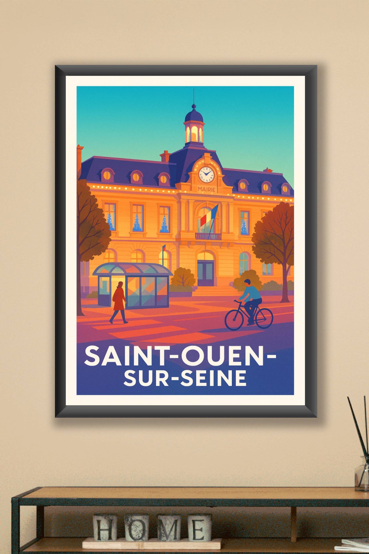 Affiche Saint-Ouen-sur-Seine — Charme et douceur de la ville lumière · poster d'art de Saint-Ouen-sur-Seine