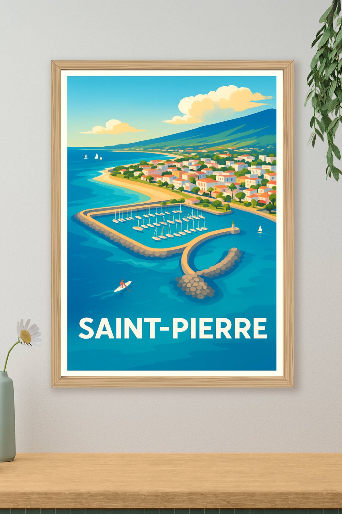 Affiche Saint-Pierre — Vue idyllique en bord de mer · poster d'art de Saint-Pierre