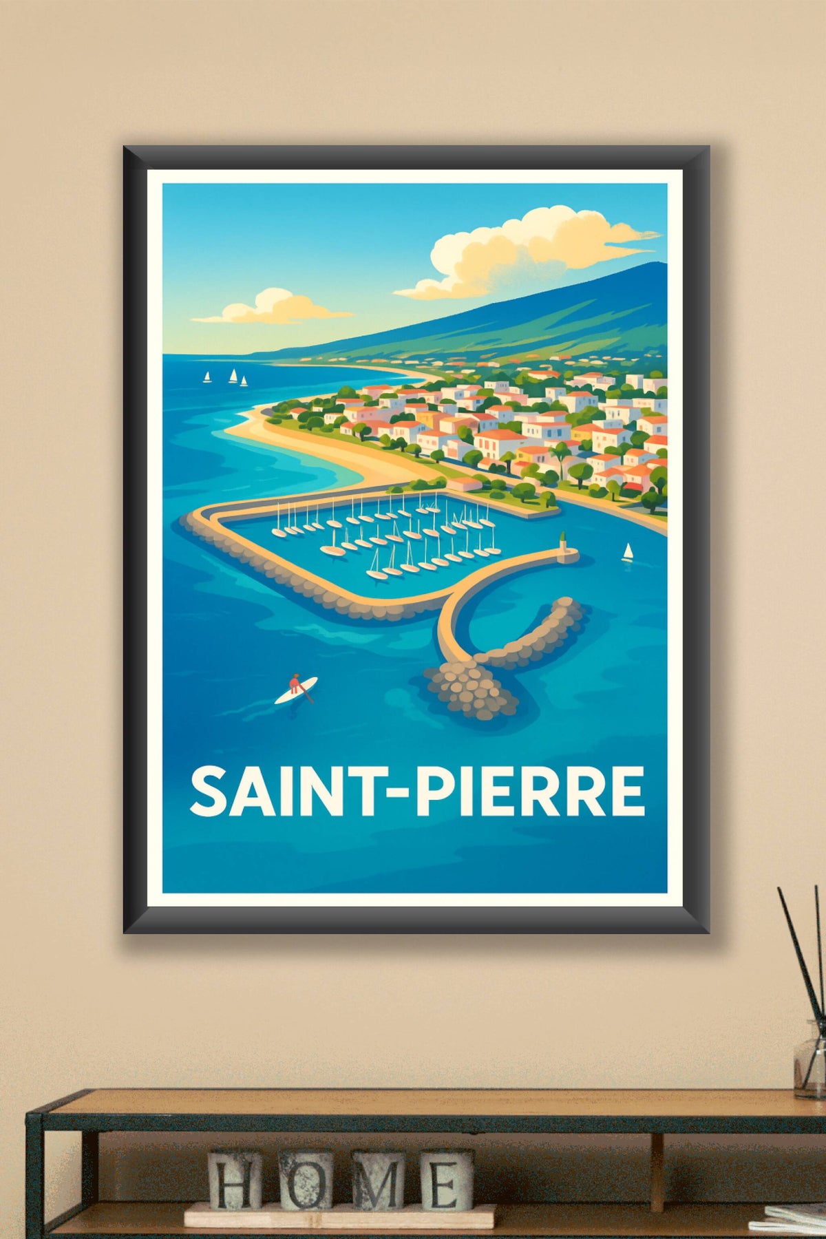 Affiche Saint-Pierre — Vue idyllique en bord de mer · poster d'art de Saint-Pierre