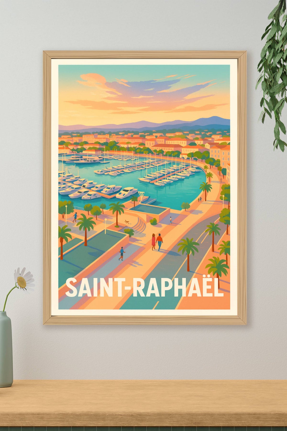 Affiche Saint-Raphaël — L'élégance du port au coucher du soleil · poster d'art de Saint-Raphaël