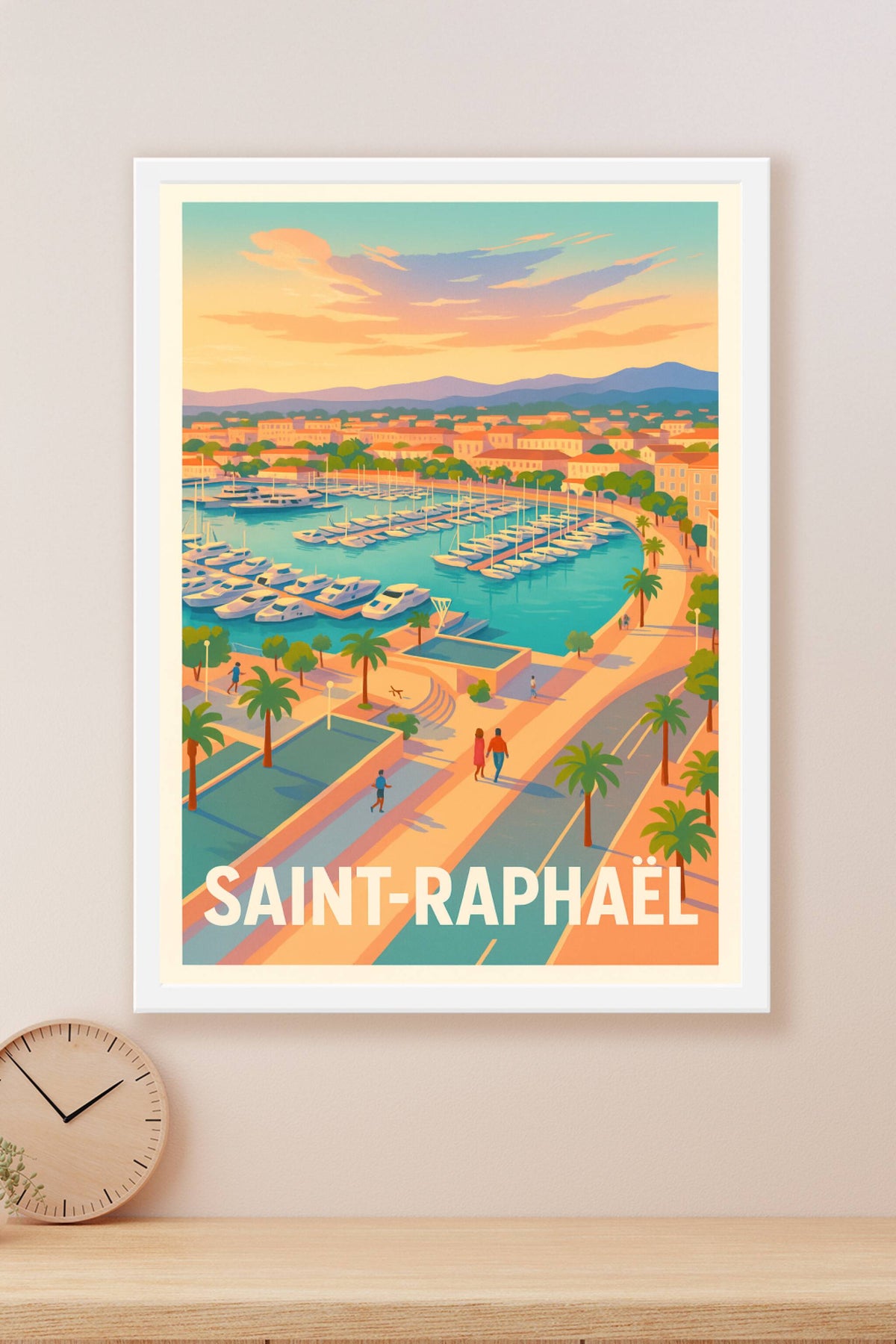 Affiche Saint-Raphaël — L'élégance du port au coucher du soleil · poster d'art de Saint-Raphaël