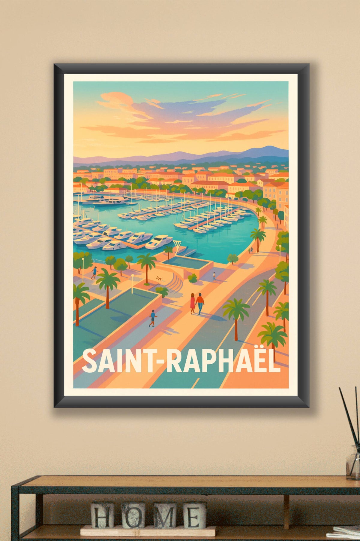 Affiche Saint-Raphaël — L'élégance du port au coucher du soleil · poster d'art de Saint-Raphaël