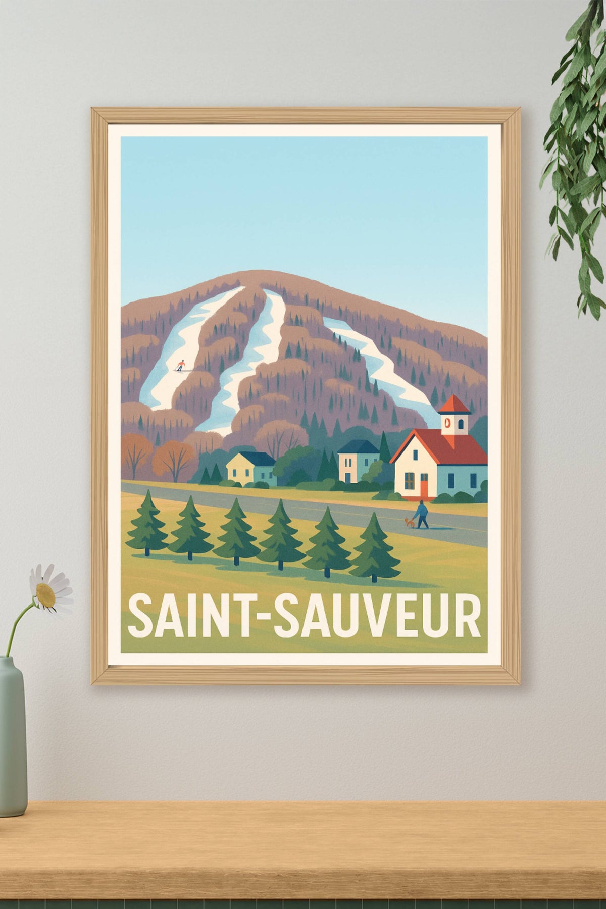 Affiche Saint-Sauveur — Charmant village au pied des pistes · poster d'art de Saint-Sauveur