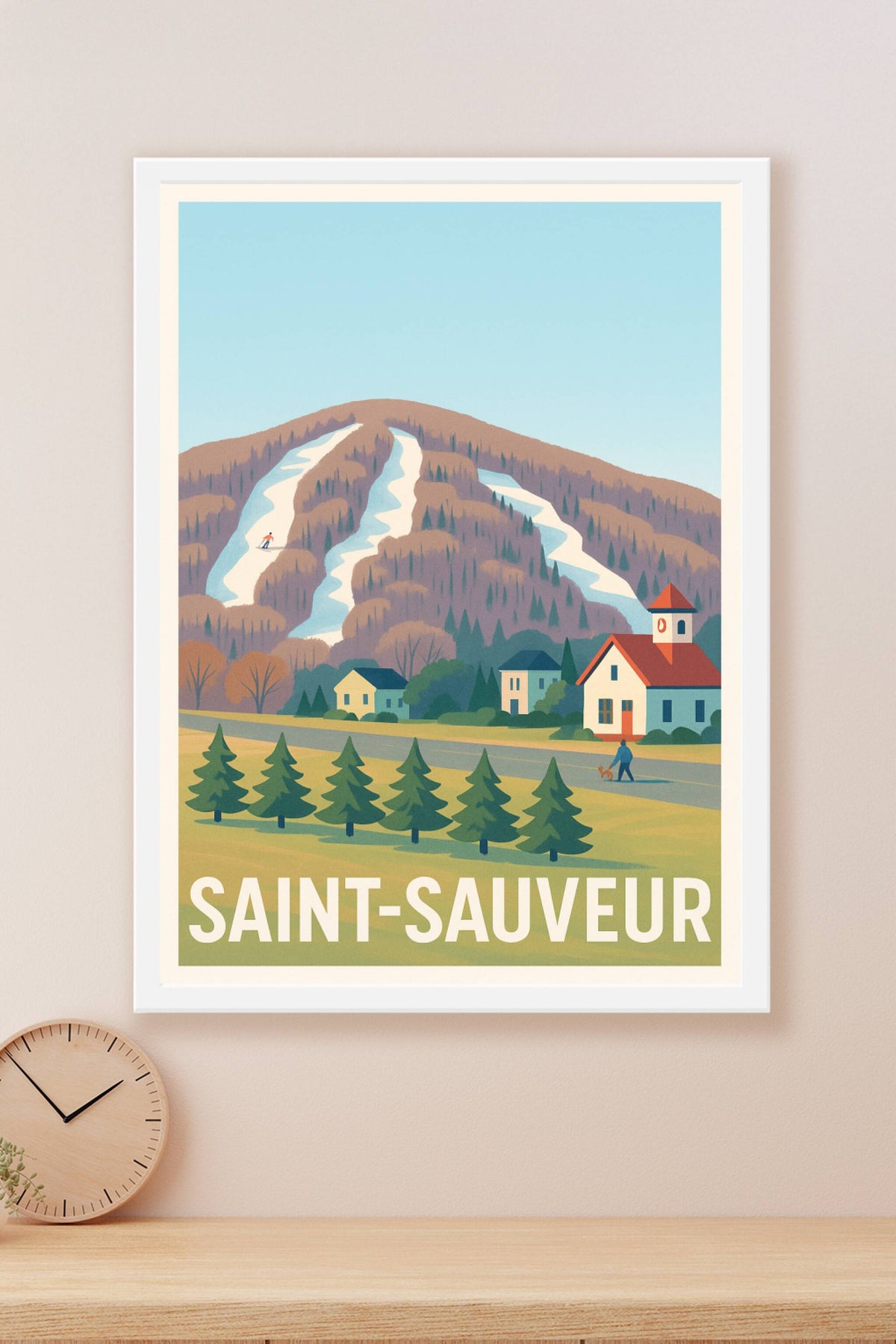 Affiche Saint-Sauveur — Charmant village au pied des pistes · poster d'art de Saint-Sauveur