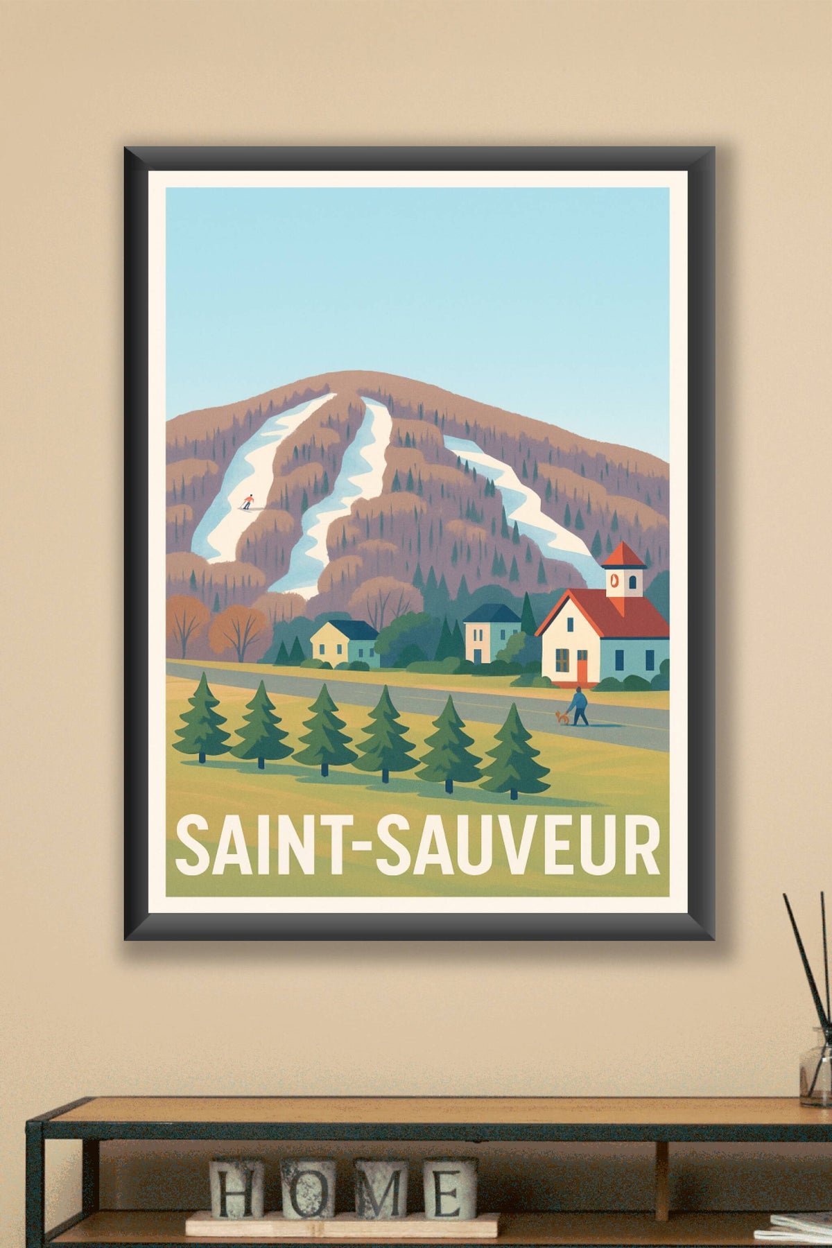 Affiche Saint-Sauveur — Charmant village au pied des pistes · poster d'art de Saint-Sauveur