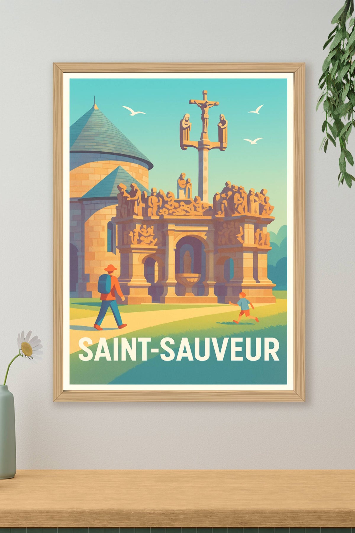 Affiche Saint-Sauveur — Escapade historique et familiale · poster d'art de Saint-Sauveur