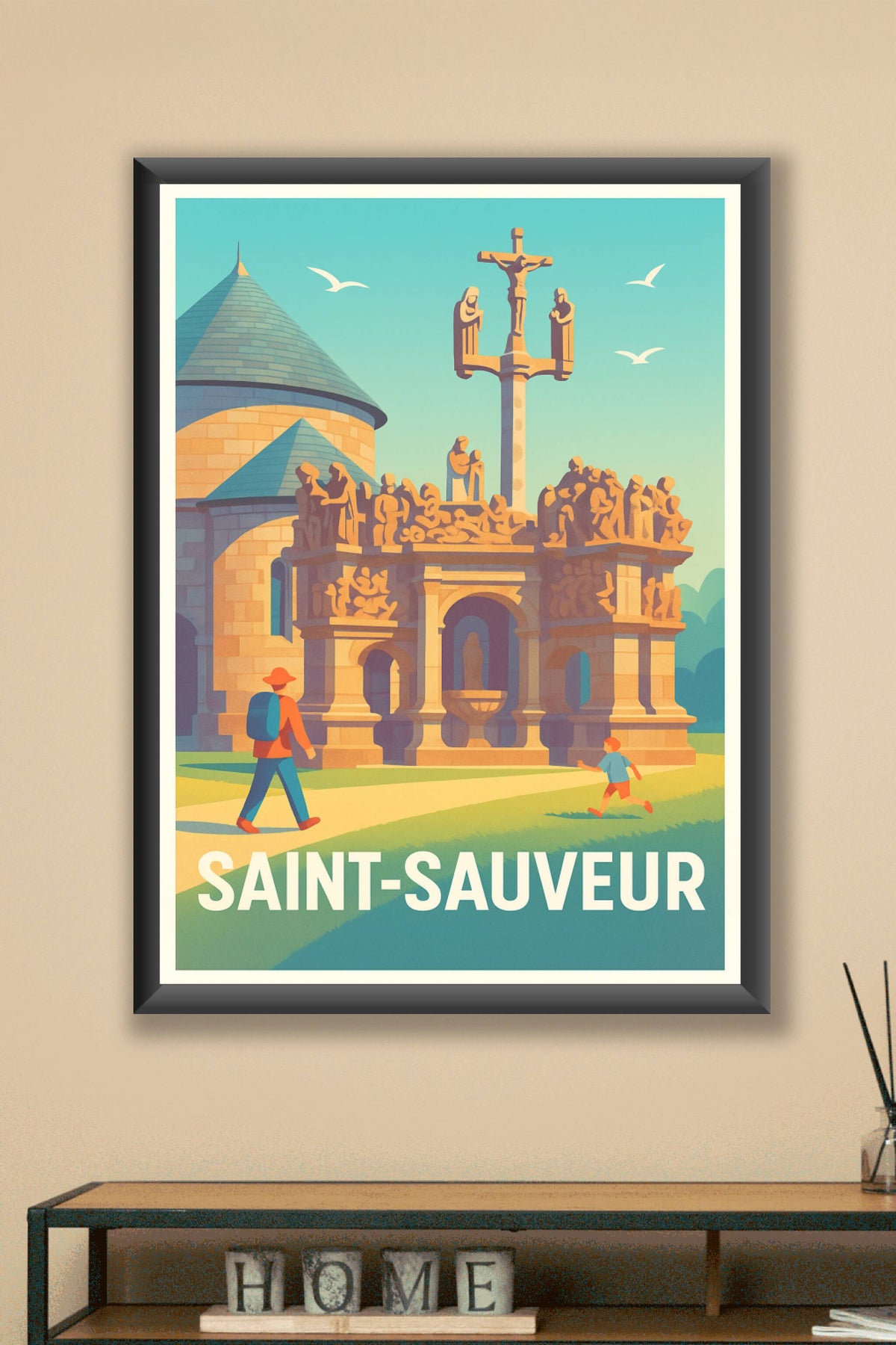 Affiche Saint-Sauveur — Escapade historique et familiale · poster d'art de Saint-Sauveur