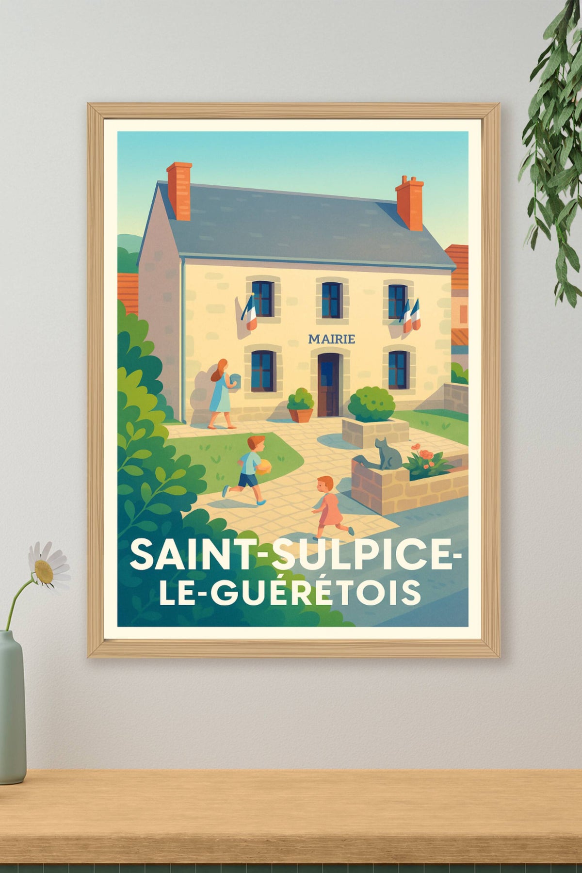 Affiche Saint-Sulpice-le-Guérétois — L'Esprit village et convivialité · poster d'art de Saint-Sulpice-le-Guérétois