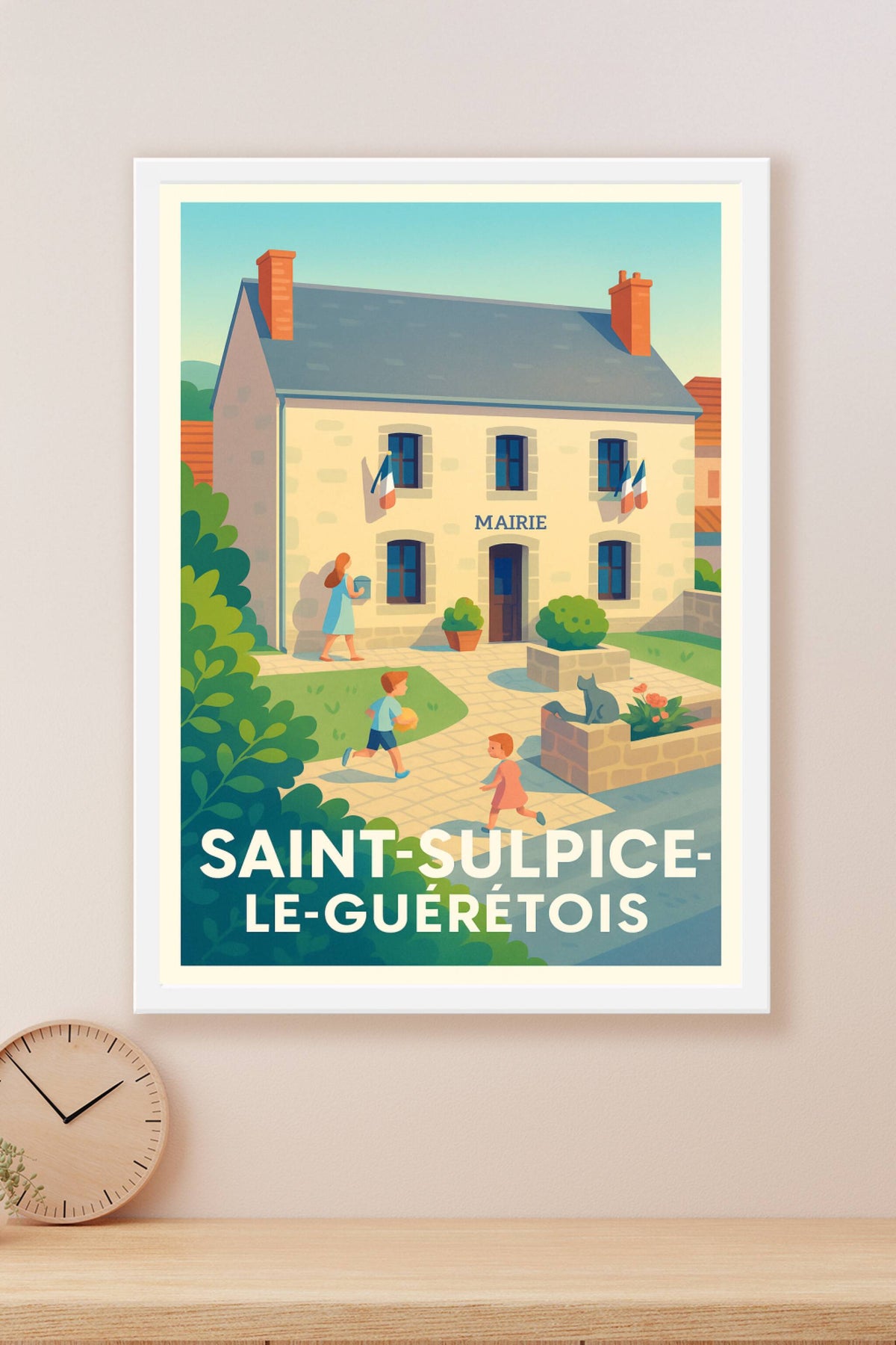 Affiche Saint-Sulpice-le-Guérétois — L'Esprit village et convivialité · poster d'art de Saint-Sulpice-le-Guérétois