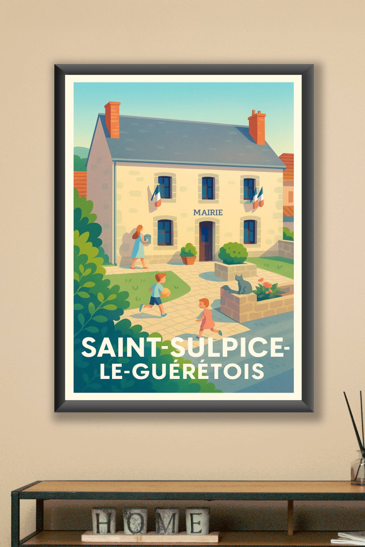Affiche Saint-Sulpice-le-Guérétois — L'Esprit village et convivialité · poster d'art de Saint-Sulpice-le-Guérétois