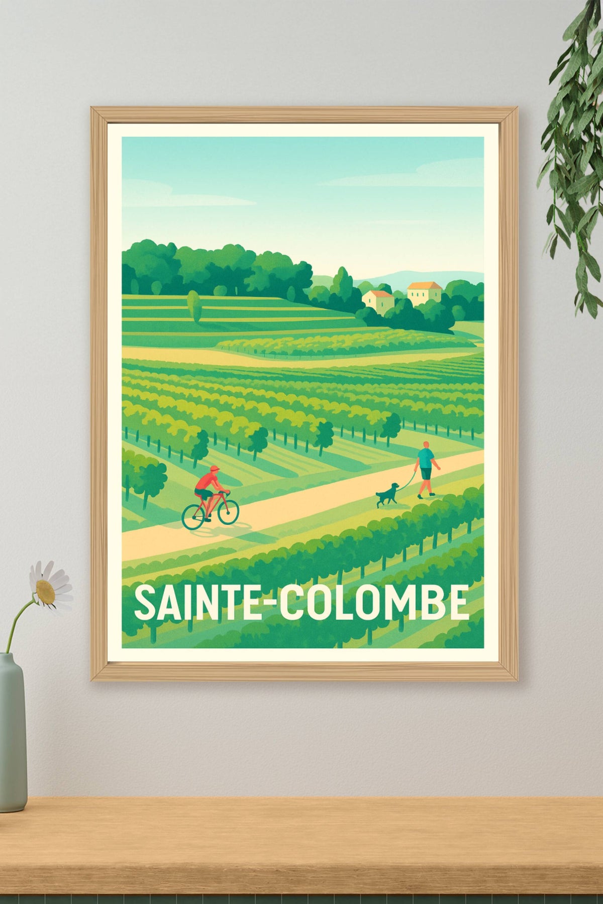 Affiche Sainte-Colombe — La douceur de la campagne à vélo · poster d'art de Sainte-Colombe