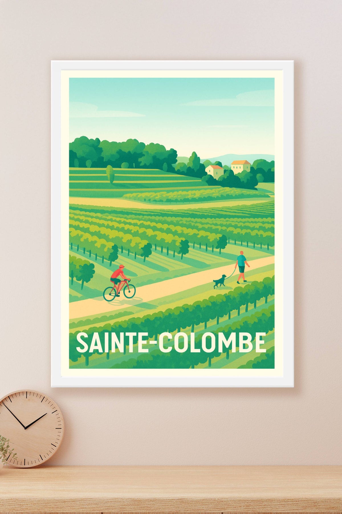 Affiche Sainte-Colombe — La douceur de la campagne à vélo · poster d'art de Sainte-Colombe