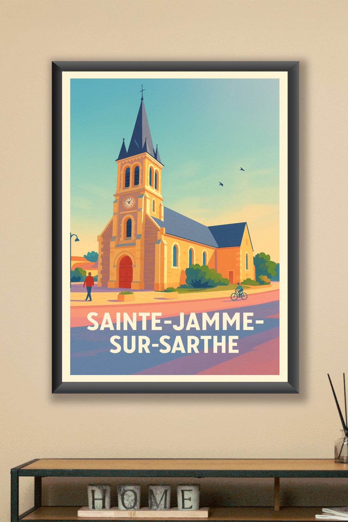 Affiche Sainte-Jamme-sur-Sarthe — Charme et sérénité au cœur de la Sarthe · poster d'art de Sainte-Jamme-sur-Sarthe