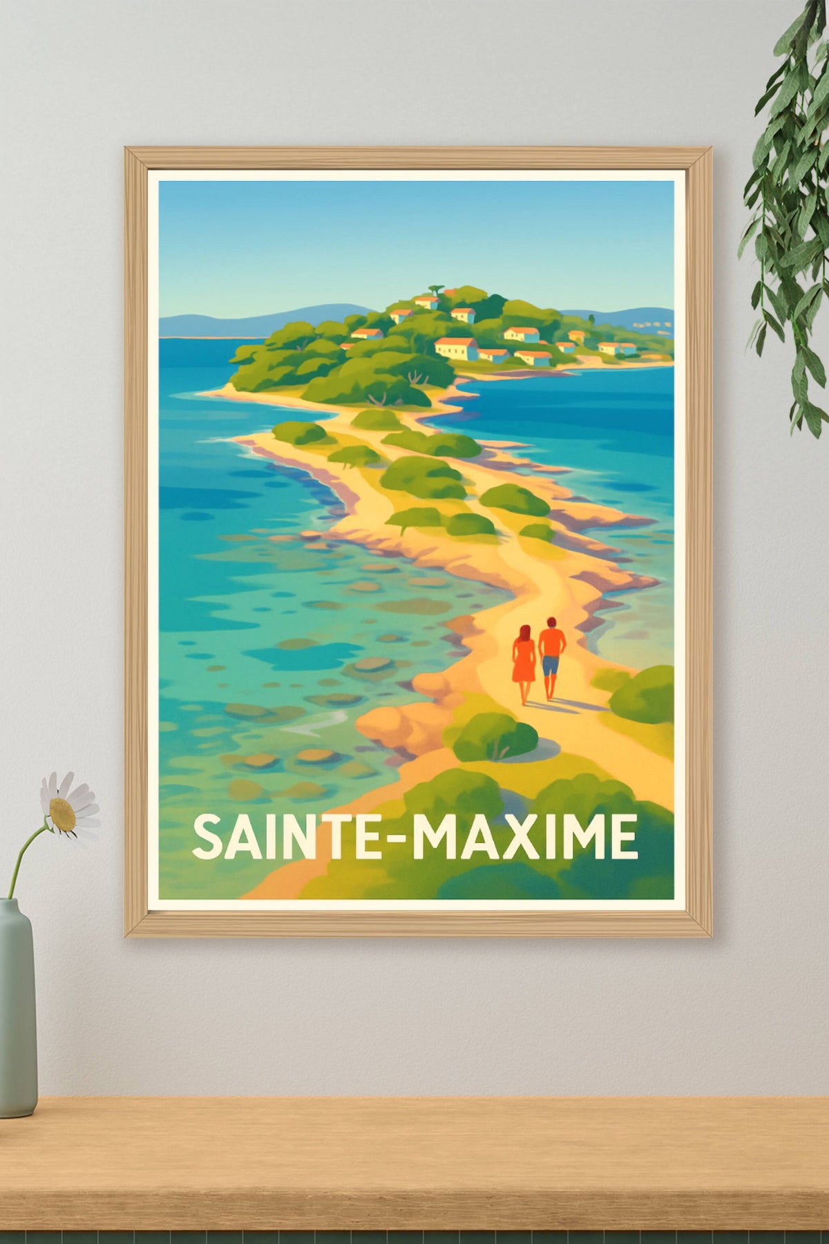 Affiche Sainte-Maxime — Escapade romantique sur la Côte d'Azur · poster d'art de Sainte-Maxime