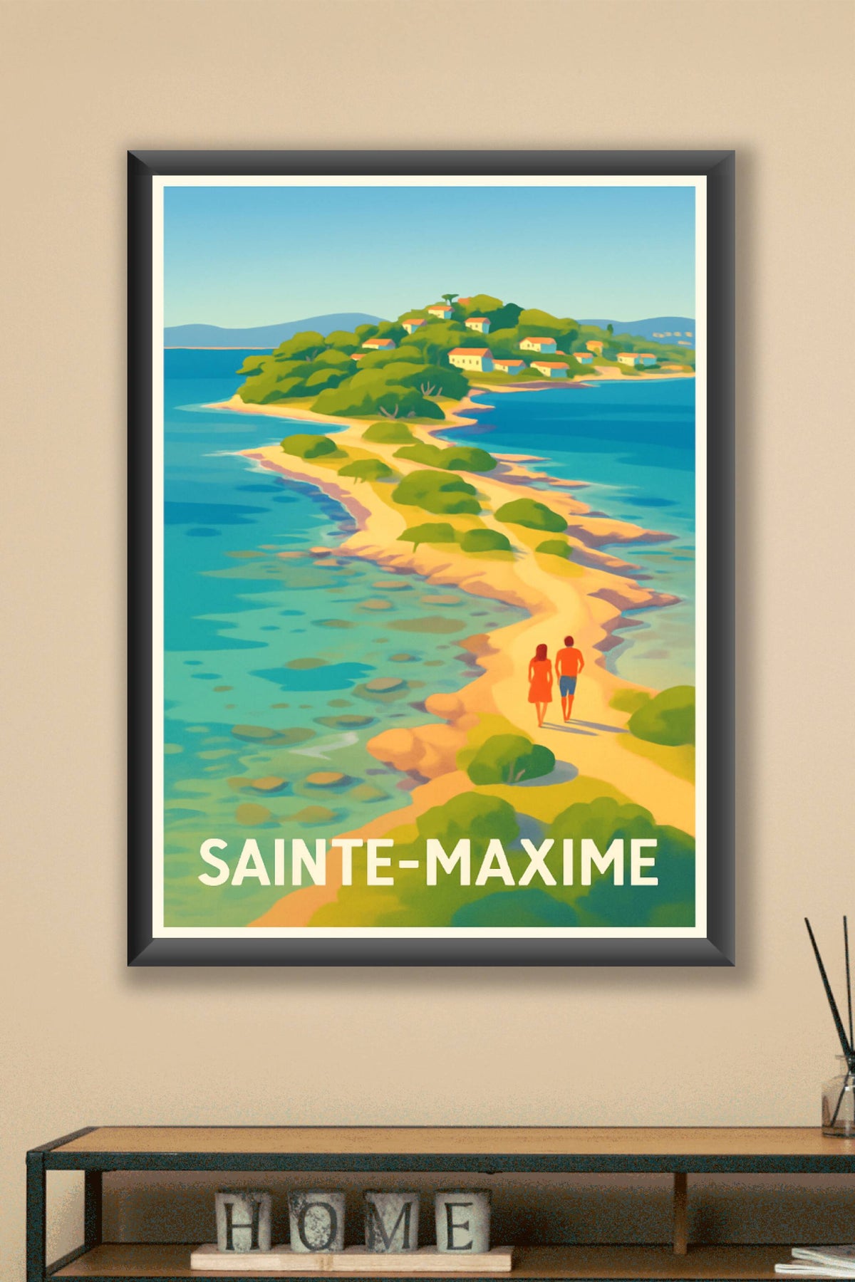 Affiche Sainte-Maxime — Escapade romantique sur la Côte d'Azur · poster d'art de Sainte-Maxime