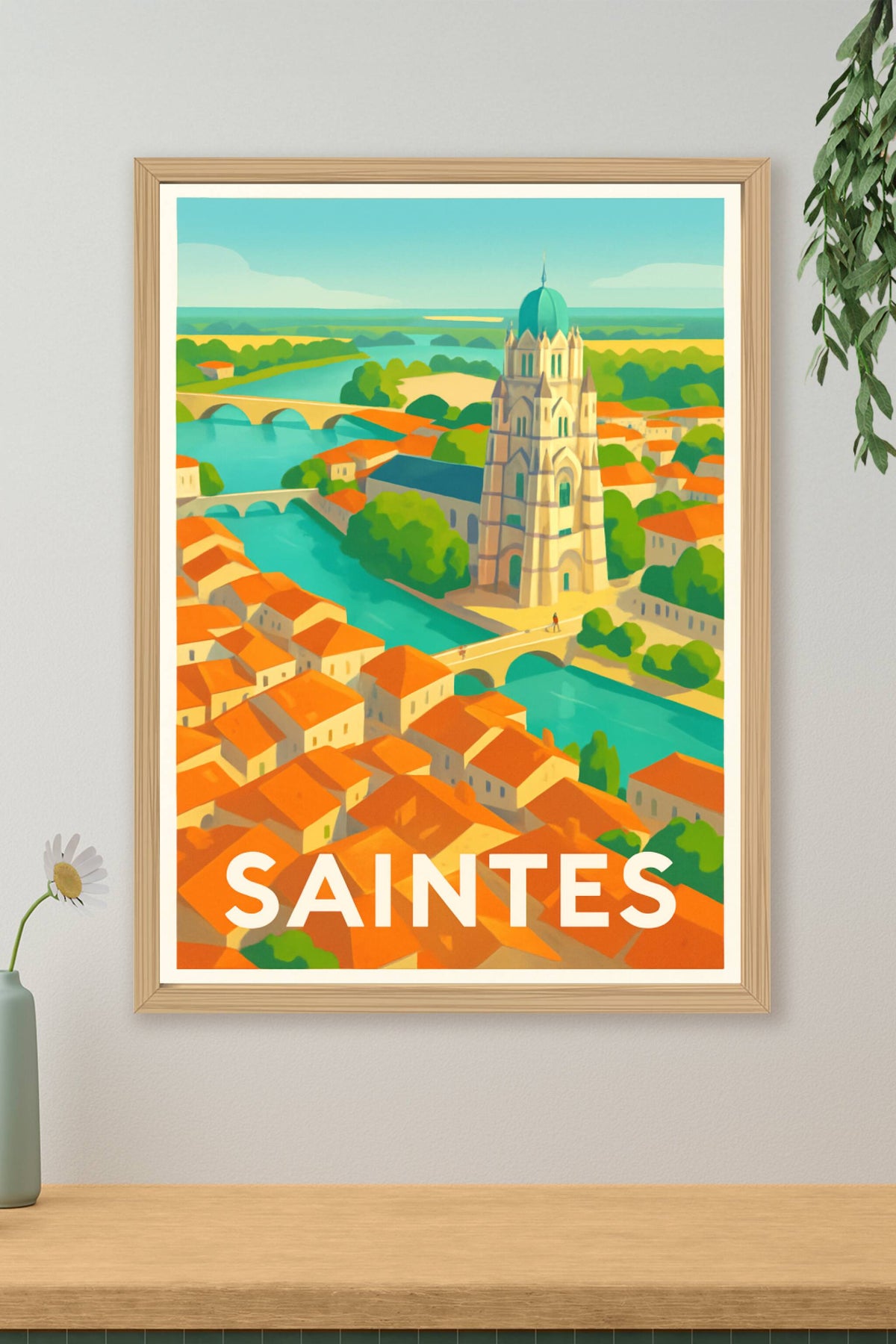 Affiche Saintes — Charme et histoire au fil de la Charente · poster d'art de Saintes