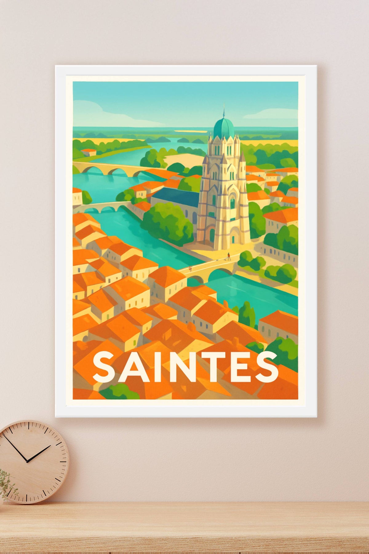 Affiche Saintes — Charme et histoire au fil de la Charente · poster d'art de Saintes
