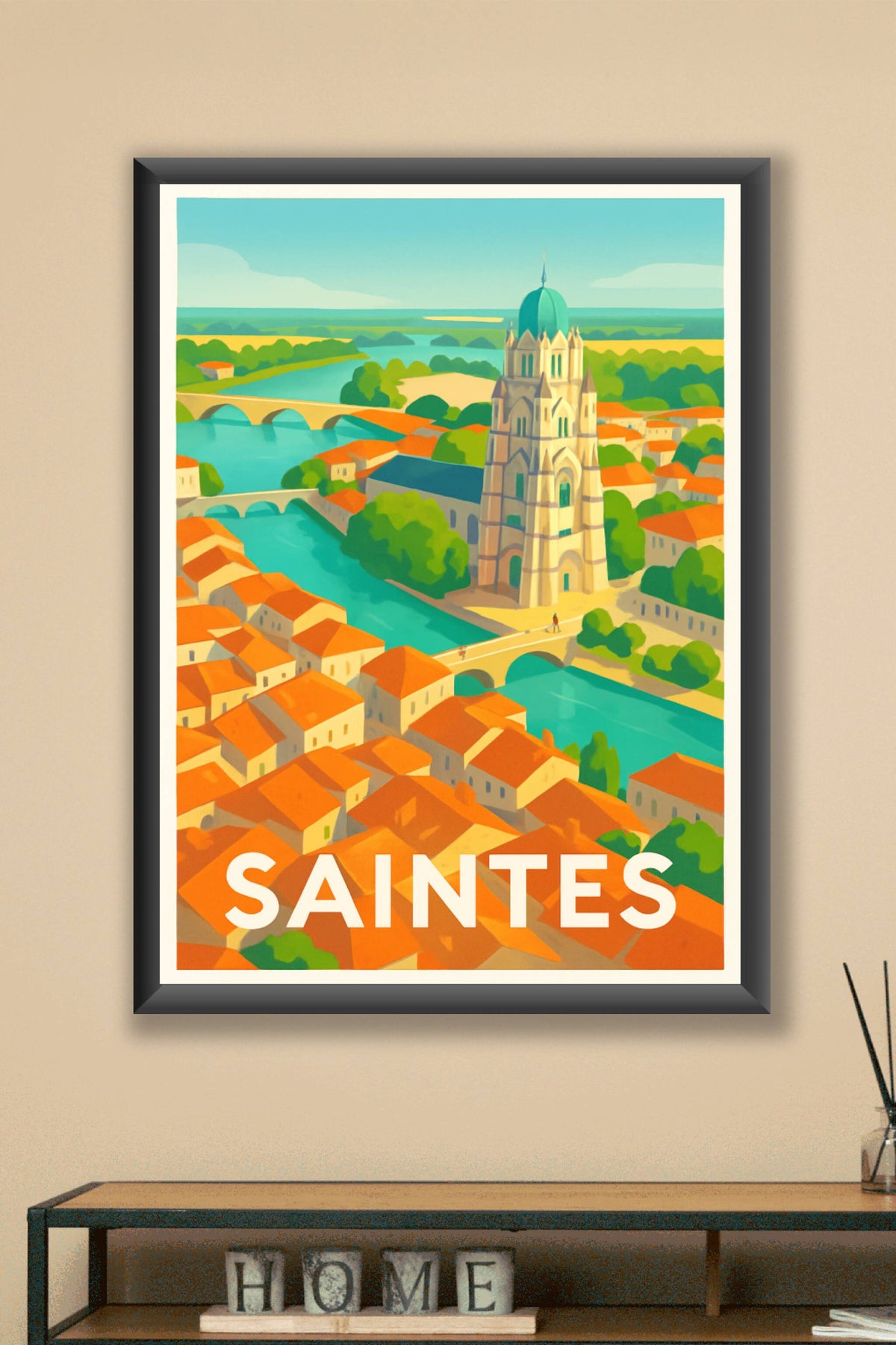 Affiche Saintes — Charme et histoire au fil de la Charente · poster d'art de Saintes