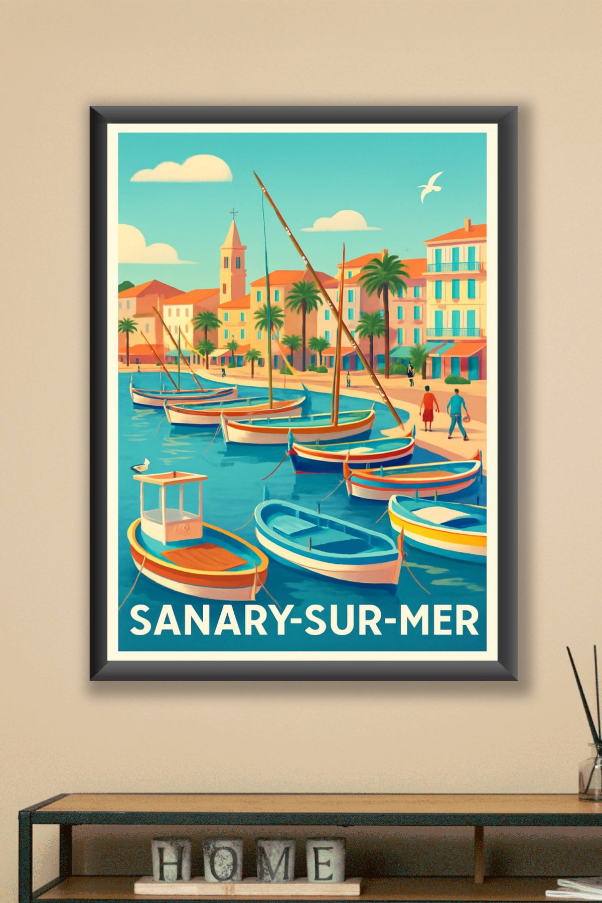 Affiche Sanary-sur-Mer — Escapade provençale au bord de l'eau · poster d'art de Sanary-sur-Mer