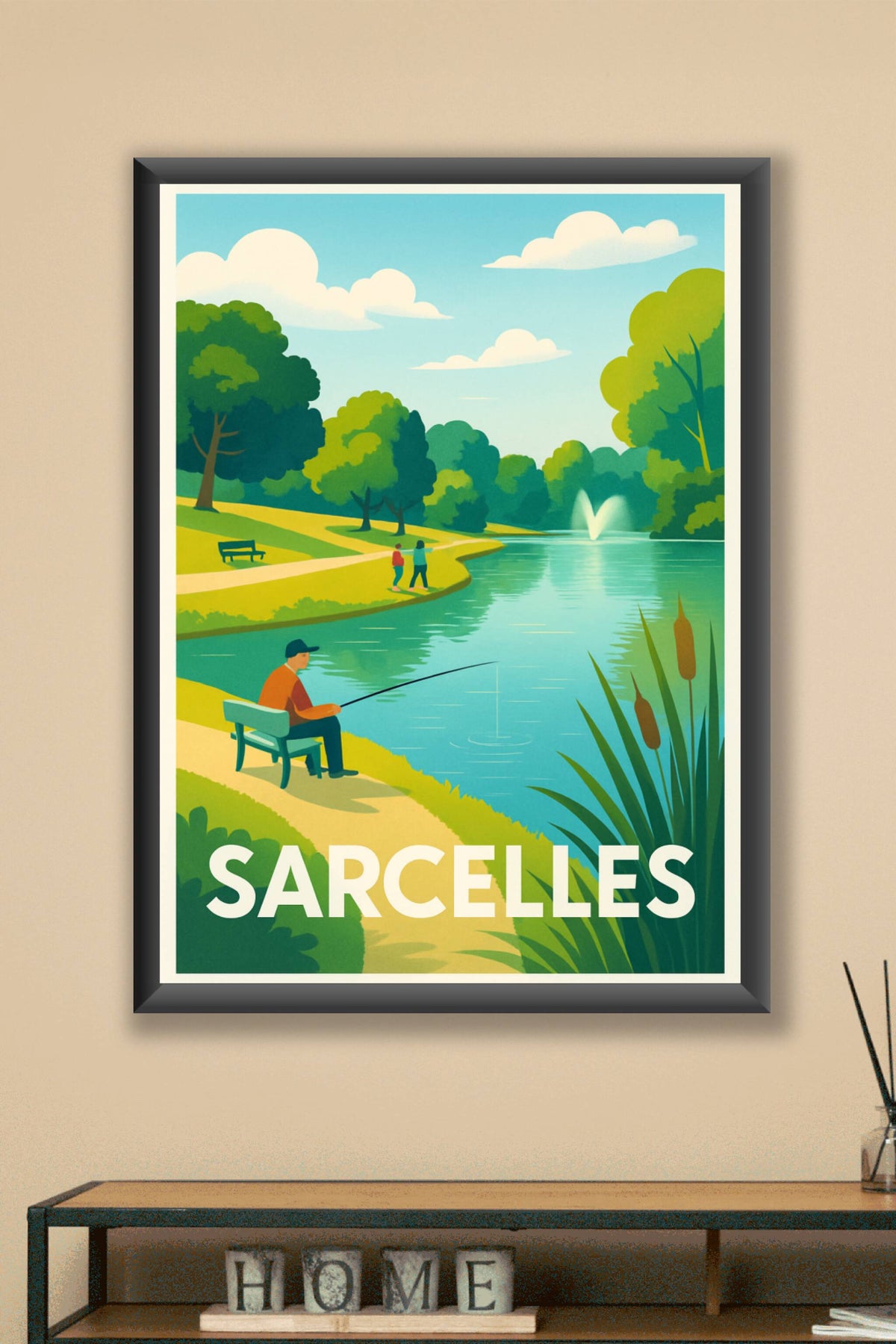Affiche Sarcelles — Escapade paisible au bord de l'eau · poster d'art de Sarcelles