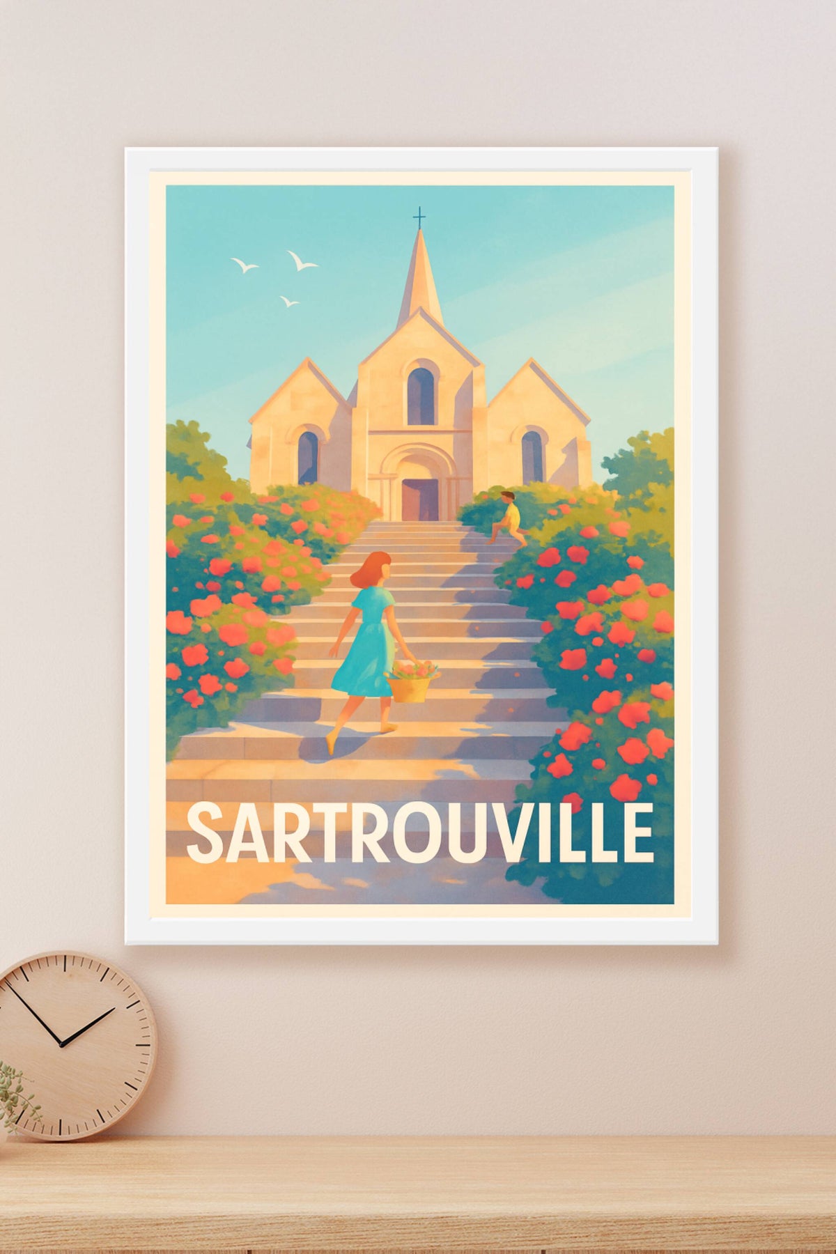 Affiche Sartrouville — Charme et douceur d’une église en fleurs · poster d'art de Sartrouville