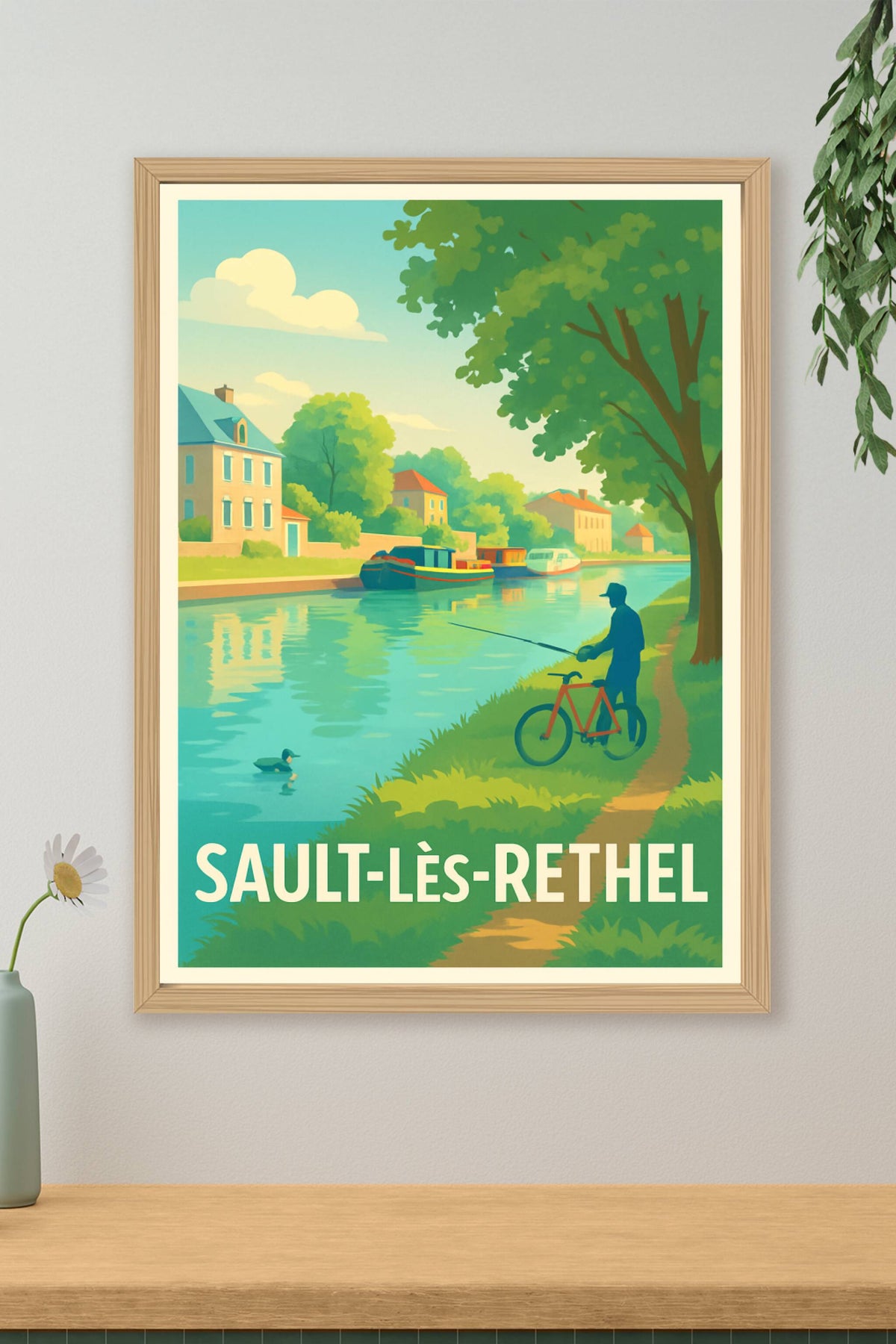 Affiche Sault-lès-Rethel — Tranquillité au fil de l'eau · poster d'art de Sault-lès-Rethel