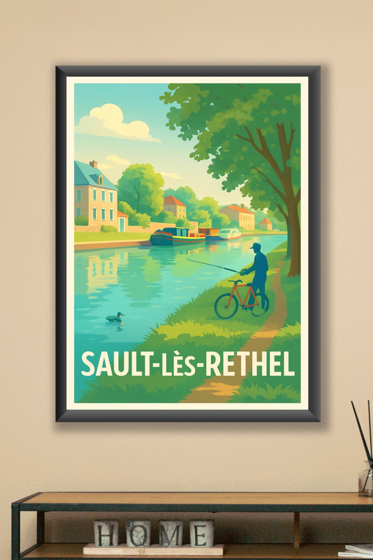 Affiche Sault-lès-Rethel — Tranquillité au fil de l'eau · poster d'art de Sault-lès-Rethel