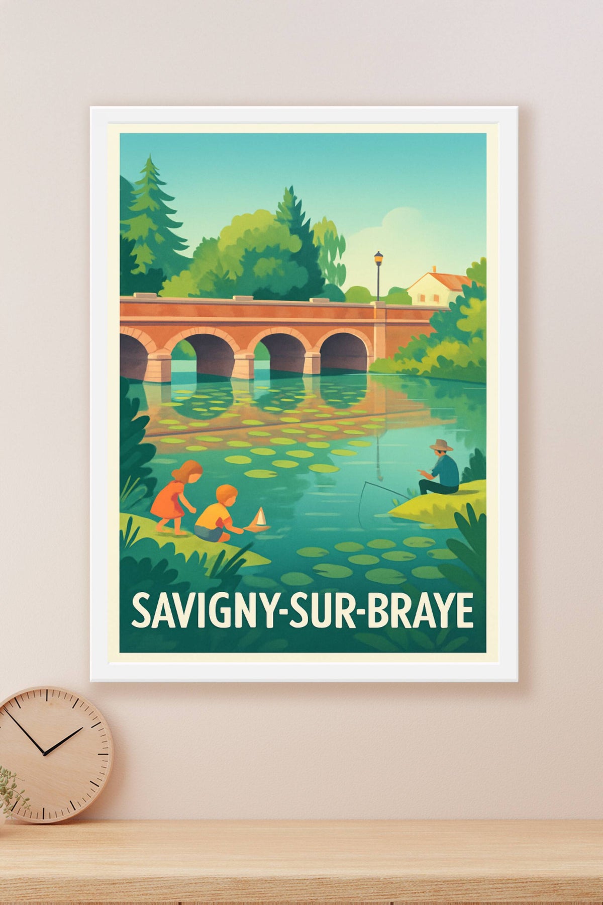 Affiche Savigny-sur-Braye — Charme et quiétude au fil de l'eau · poster d'art de Savigny-sur-Braye