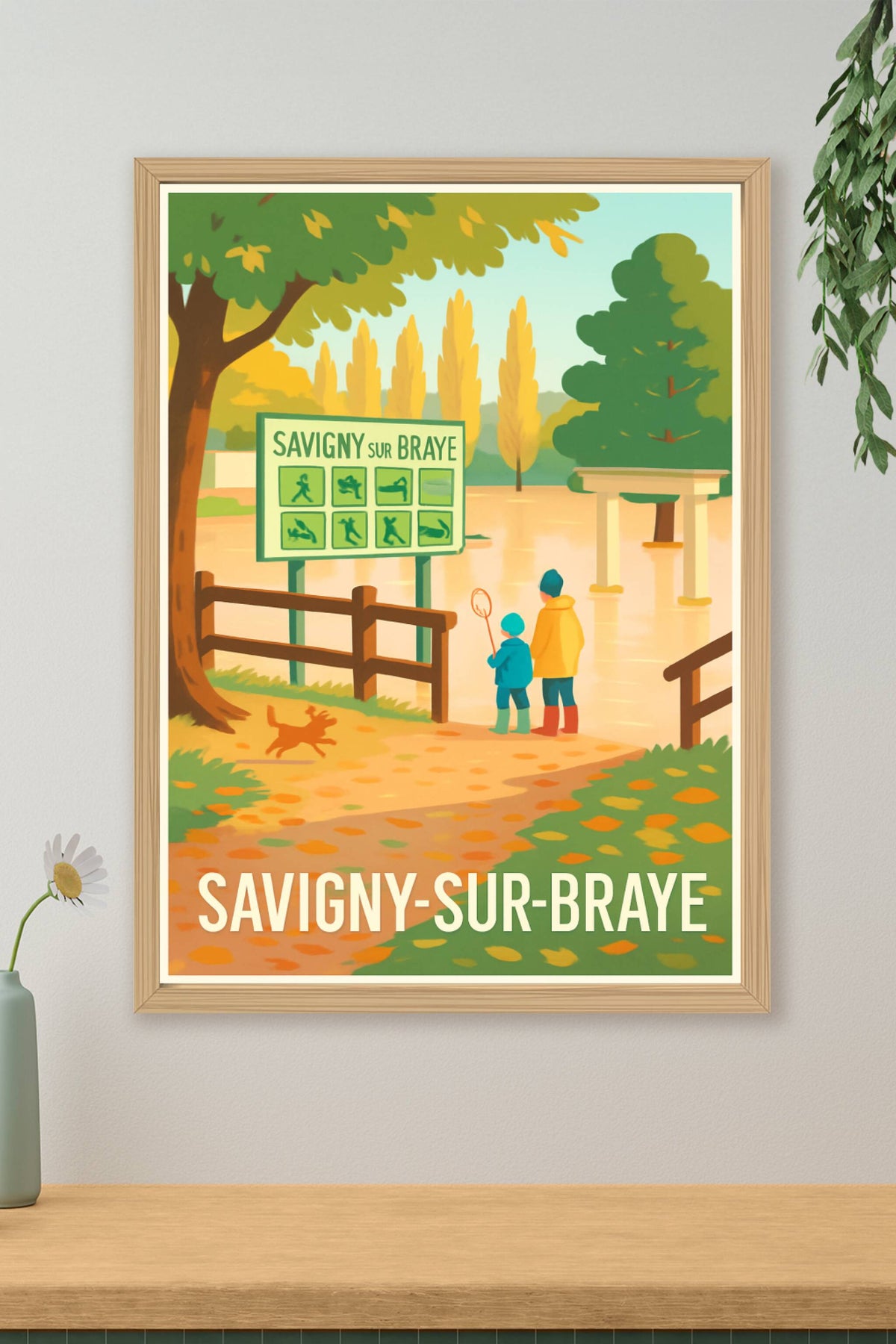 Affiche Savigny-sur-Braye — Douceur Automnale au Bord de l'Eau · poster d'art de Savigny-sur-Braye