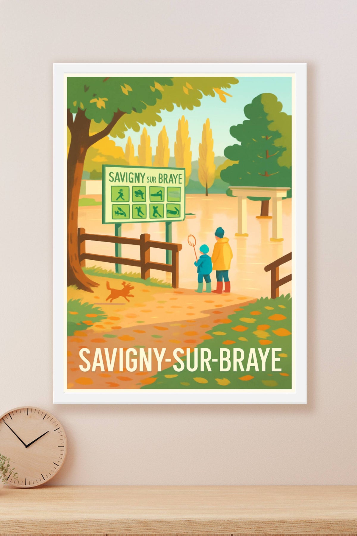 Affiche Savigny-sur-Braye — Douceur Automnale au Bord de l'Eau · poster d'art de Savigny-sur-Braye